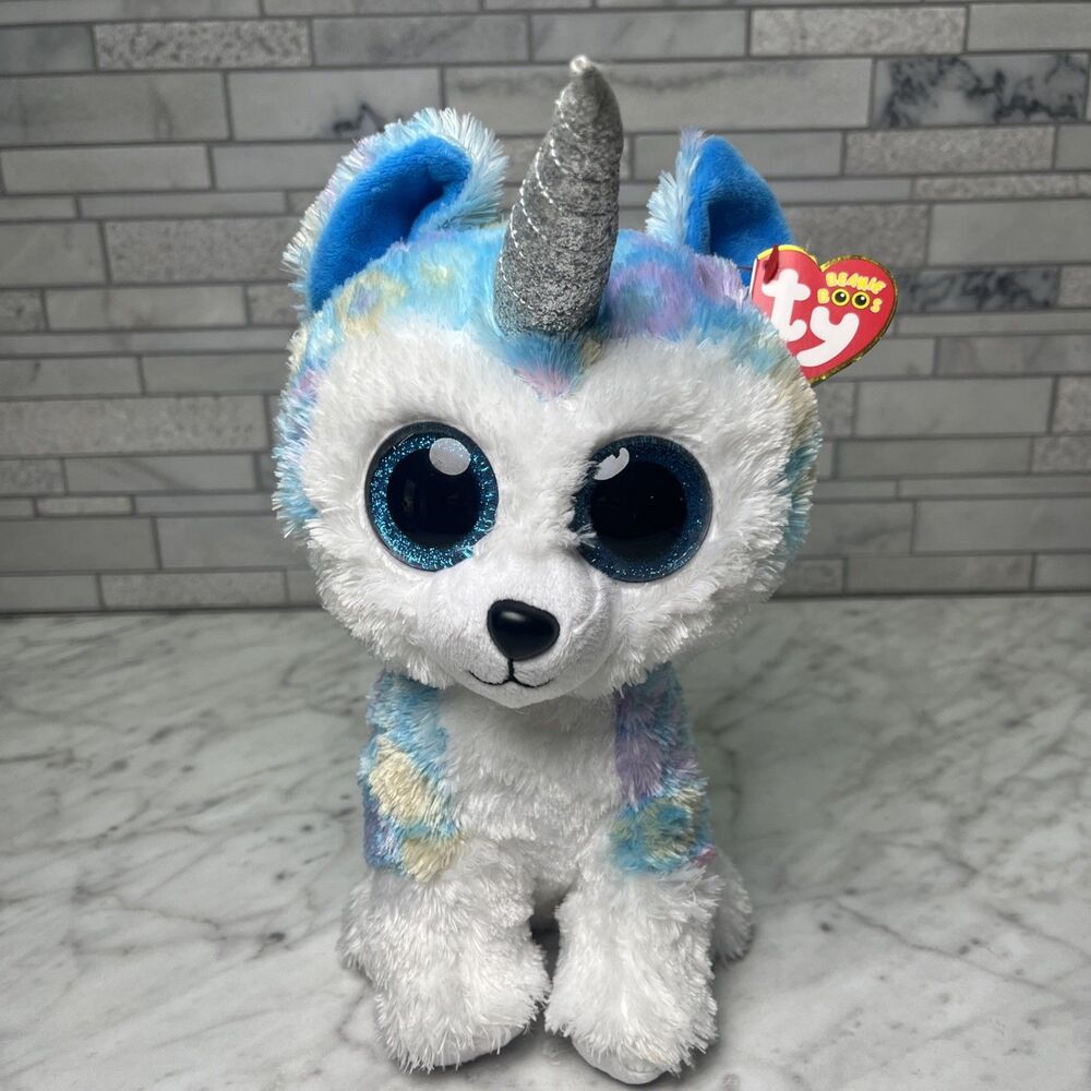 TY Beanie Boos - HELENA the Unicorn Husky Dog (Glitter Eyes) (Medium 9 inch)
